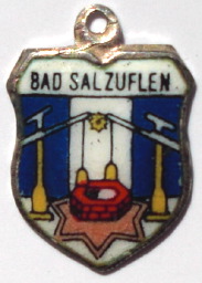 BAD SALZUFLEN, Germany - Vintage Silver Enamel Travel Shield Charm